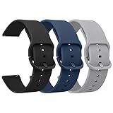 Meliya 3-Pack Silicone Bands Compatible for FITVII HM57 / FITVII H56 Smart Watch Band, Soft Silicone Sport Adjustable Replacement Straps for FITVII HM57 / H56 Smartwatch (Black+Navy Blue+Gray)