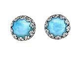Blue Larimar Stud Earrings - Sterling Silver - Gift For Mom Girlfriend Mothers Day