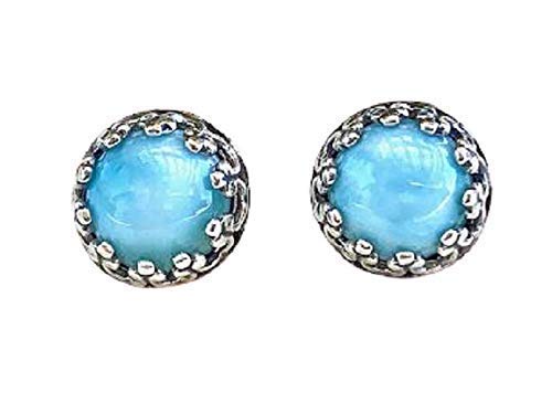 Blue Larimar Stud Earrings - Sterling Silver - Gift For Mom Girlfriend Mothers Day