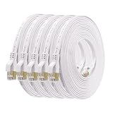HUGIN CAT 8 Ethernet Cable 1.5ft 5 Pack, Flat 40Gbps 2000MHz High-Speed STP LAN Cable, Gold Plated RJ45 Shielded Network Cable for Gaming, Router, Modem, PC, PS5, X Box (1.5 ft, 5pack)