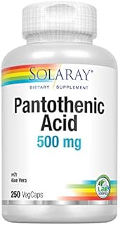 SOLARAY Pantothenic Acid 500mg | Vitamin B-5 for Coenzyme-A Production & Energy Metabolism | for Hair, Skin, Nails & Digestive Support | 250 VegCaps