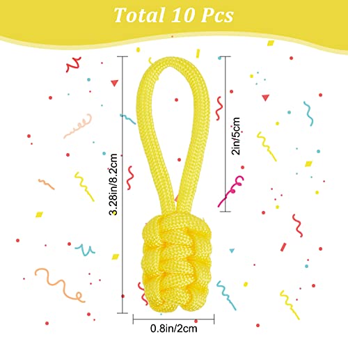 Image of GORGECRAFT 10PCS Zipper Pulls Replacement Universal Nylon Zipper Repair Kit Zipper Slider Pull Tab Zipper Fixer Metal Zipper Head Hand Woven Pull Rope Zipper Handle Cord Pull Tab for Bags, Yellow