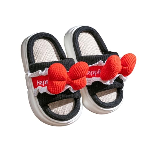 Chanclas NiñA 32,Pantuflas Para NiñAs Con Bonito DiseñO De Lazo De Dibujos Animados De Lino Transpirable CóModas Y De Suela Suave Para Interiores Calzado Para El Hogar Para NiñAs Y NiñOs PequeñOs