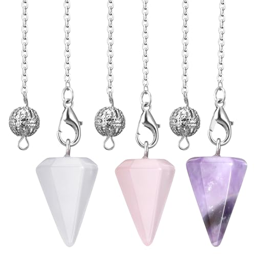 MBAIYO 3 Pcs Crystal Pendulums Set for...