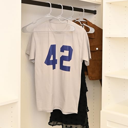 Closetselect Plastic Hangers 50 Pack - Space Saving Clothes Hangers, Made in USA, Durable & Strong Plastic Shirt & Coat Hanger with Notches & Shoulder Grooves, Non-Slip Clothing Hangers | Grey by closetselect - Used condition - Image 2