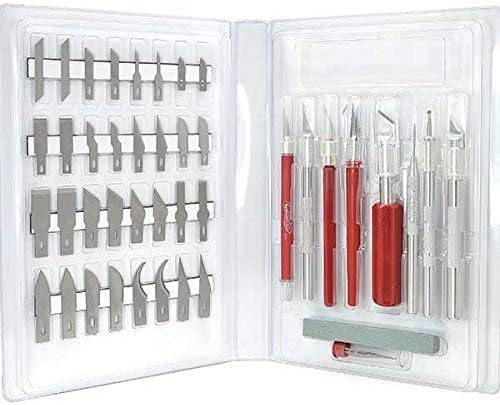 Super Deluxe Precision Craft Knife Bulk Set – Hobby Knife Set with 46 Sharp Blades, Precision Cutting Tools, and Craft Knife – Made in the USA
