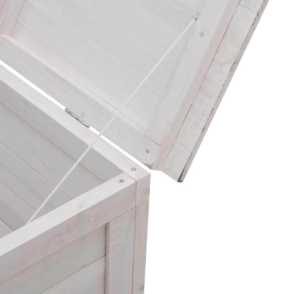 Skrzynia ogrodowa, biała, 150 x 50 x 56,5 cm, z litego drewna, do przechowywania, odporna na warunki atmosferyczne, zamykana, do ogrodu, na balkon, taras, z uchwytem i zawiasem