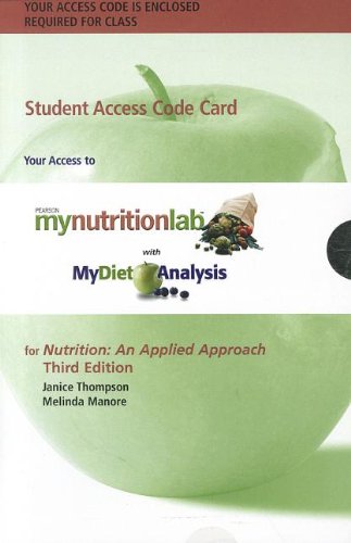 Nutrition:An Applied Approach mynutritionlab with MyDiet Analysis Passcode