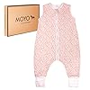 MOYO Slaapzak voor baby’s, slaapzak met voeten, 1 TOG, biologisch katoen, GOTS, het hele jaar door, babyslaapzak en zomerslaapzak voor baby’s, babyslaapzak als set voor pasgeborenen, roze 80 cm met bloemen