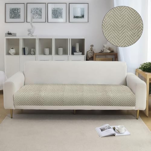 Amazon Basics – Velvet Quilted Make Your Own Sofa Cover | 3 Seater | Multi-Layered Fabric | 180cm x 70cm | 350 GSM | Color - Beige