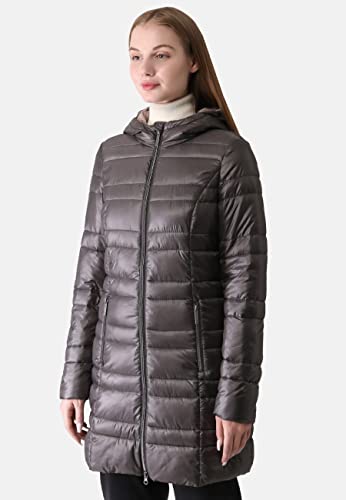 ppep. leichter Steppmantel mit Kapuze für Damen, chocolate taupe, Größe 42