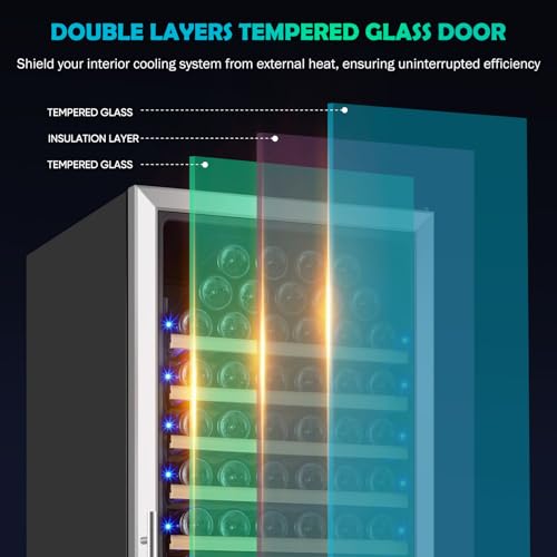 Image of ORYMUSE 200 Bottle Dual Zone Wine Fridge - 24 Inch Large Wine Cooler Refrigerator, Freestanding and Built-in Design, Upgraded Compressor Cooling, Intelligent Temperature Memory