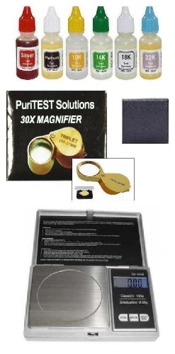 Treasure Hunters Purity Test Kit PuriTEST Gold Silver Test DigiWeigh Coin Scale Magnifying Glass and More