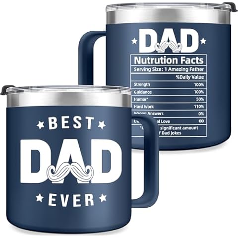 Nurforta Father's Day Gifts for Dad - Best Dad Ever Gifts for Dad from Daughter Son - Funny Birthday Christmas Day Gifts for Dad Father Daddy Grandpa - 16 Oz Stainless Steel Mug Tumbler (BLUE) Cover
