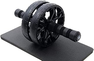 EDS Ab Roller Wheel Abdominal Exercise Dual Wheel with Thick Knee Pad Mat Core Abs Trainer Cruncher Ideal for Body Fitness Strength Training Home Gym Equipment for Men & Women with Skipping Rope