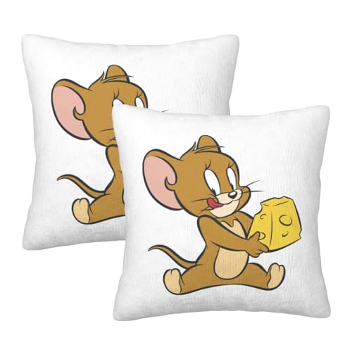 枕カバー トムとジェリー クッションカバー 2枚セット 座布団カバー まくらカバー おしゃれ 可愛い ソファ背当て 抱き枕 インテリア飾り オフィス 部屋飾り 四季通用 45×45cm
