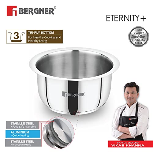 Image of BERGNER Eternity Stainless Steel Tope With Induction Compatible (3.35 Liter, Silver),Polished Metal
