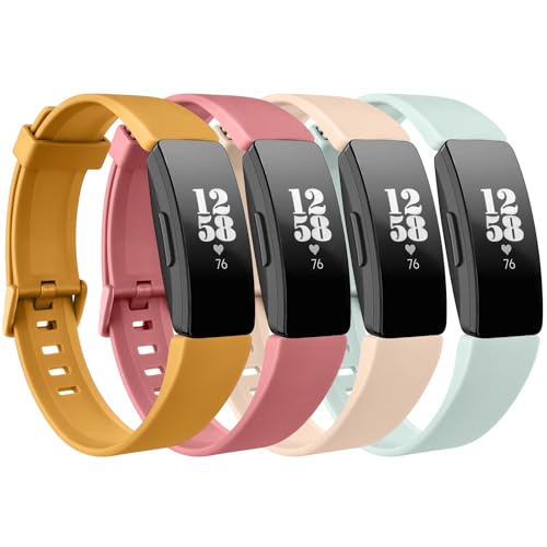 Oumida [4 Pack] Sport Straps for Fitbit Inspire HR Straps for Women Men Soft Classic TPU Adjustable Comfortable Replacement Strap Wriststraps for Fitbit Inspire 2/HR/Ace 3/Ace 2