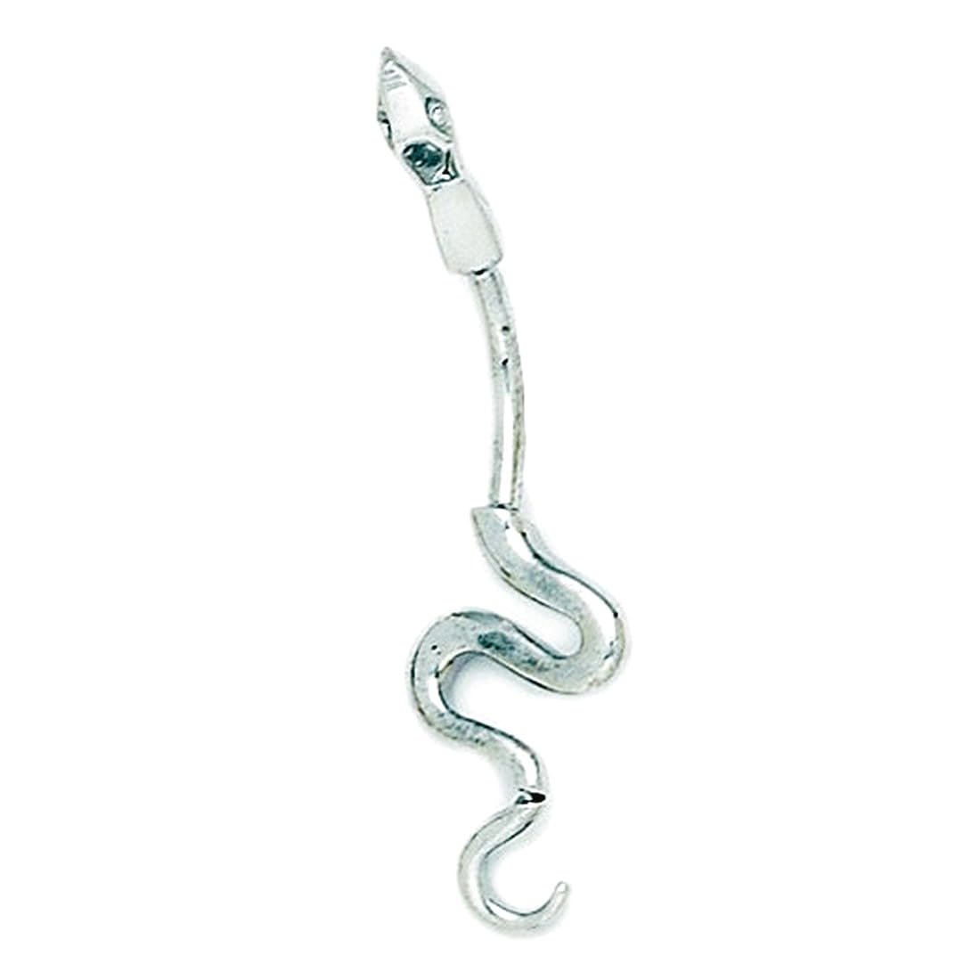 Bauchnabelring aus 14 Karat Weißgold, 14 Gauge, 39 x 11 mm, Schmuckgeschenk für Frauen, Metall