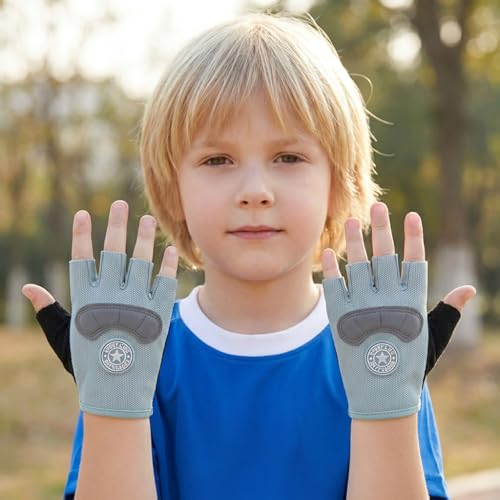 Image of PROBEROS Kids Riding Gloves for 3-8 Years, Anti-Slip Adjustable Palm Vibration Reduction Breathable Moisture-Wicking Design Sport Gloves, Fashion Cycling Gloves for Riding, All Outdoor Sport, Size-M