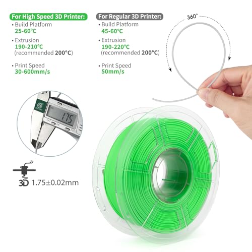 Image of iSANMATE Rapid Matte PLA Filament 1.75mm, 3D Printer Filament Matte Filament Apple Green, Fast Printing Speed PLA, Dimensional Accuracy ±0.02mm, 1kg Spool