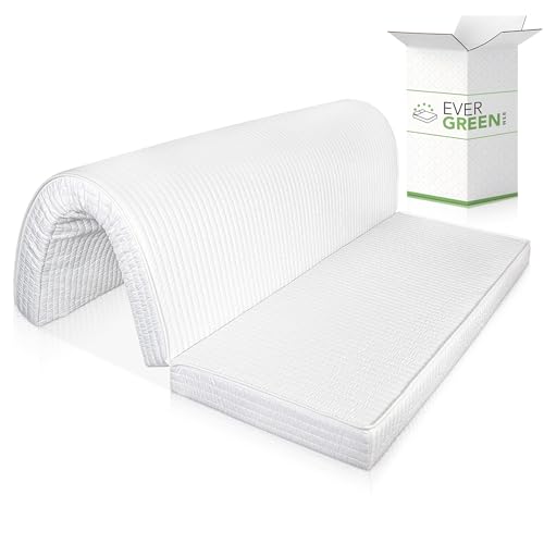 EVERGREENWEB - Materasso Matrimoniale 160x190 H 10 cm Pieghevole su Seduta per Divano Letto, Prontoletto, Lastra in Poliuretano Ortopedico, Rivestimento con Laccetti di Fissaggio, Mod. Bed Sofa