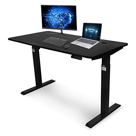 MAIDeSITe I-Shaped Electric Lift Table 47 inches Height Adjustable Desk Home Office Desk Single Motor Black Walnut White (Black+Black) Cover