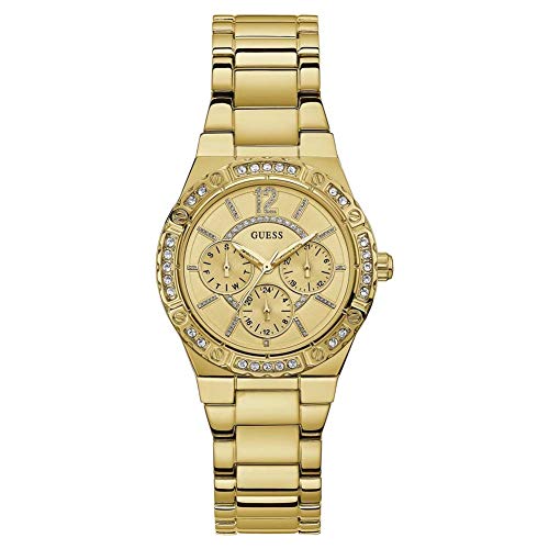 GUESS Women's Envy 29mm Gold-Tone Steel Bracelet & Case Quartz Beige Dial Analog Watch W0845L2