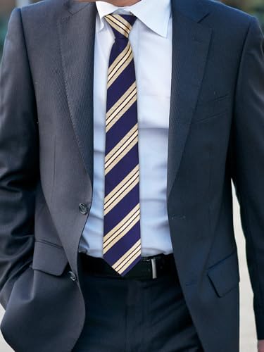 Image of Luckyvestir Striped Ties for Men Classic 3.15 inch Men's Tie Formal Neckties for Business Graduation Dinner Wedding