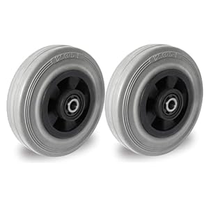 Abrollwerk 2-er Set Rad 125 mm Gummi grau-spurlos Rollenlager mit Achszubehör M10 Transportrollen Polypropylen/Vollgummi in PAK 3 Qualität grau mit Rollenlager (2er Set, 2, Stk.)