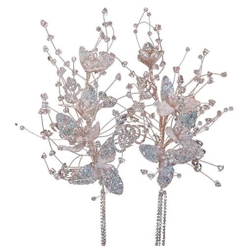 Pince à cheveux mariée cristal et perles pour frange et mèches