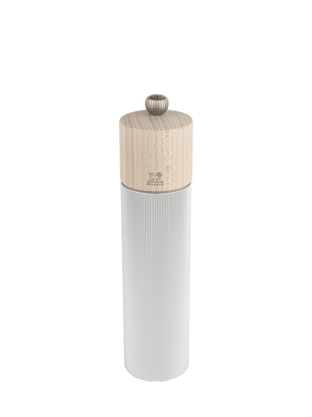 PEUGEOT - Salzmühle Line 22 cm - Klassische Mahlgradeinstellung - Innovatives Zirlion-Mahlwerk für pulverfeines Salz - Aluminium, recyceltes Holz mit PEFC-Siegel - Französisches Know-how - Alufarben