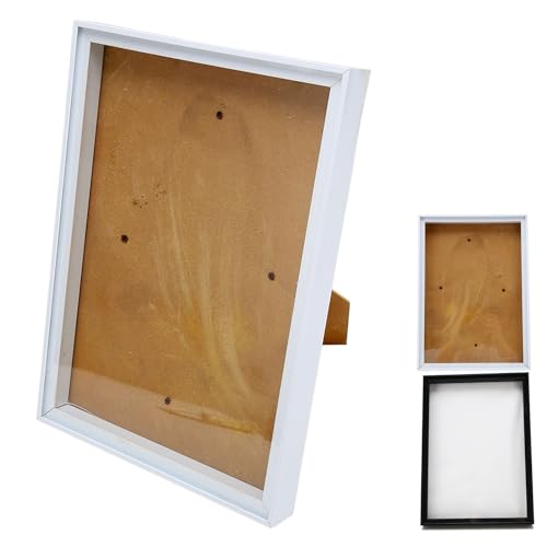 Cyrank Shadow Box Frames Display Case, Dried Pressed Flowers Frame Photo Box for Photography Photos Memory Box Rustic, Ideal for Memorabilia Pictures Flowers Medals Tickets(White)