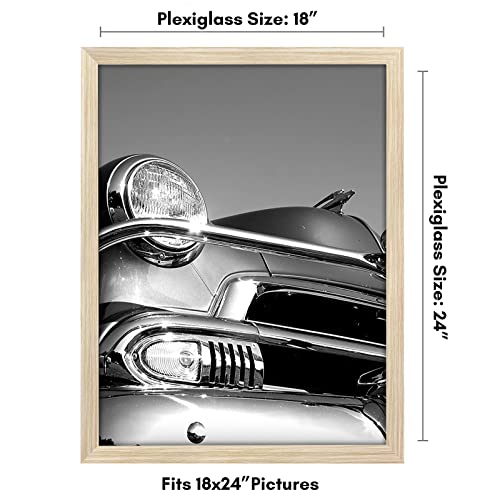 Americanflat 18x24 Poster Frame with Polished Plexiglass - Wide Picture Frames Made of Engineered Wood for Vertical or Horizontal Wall Display - Epic Collection - Natural Oak