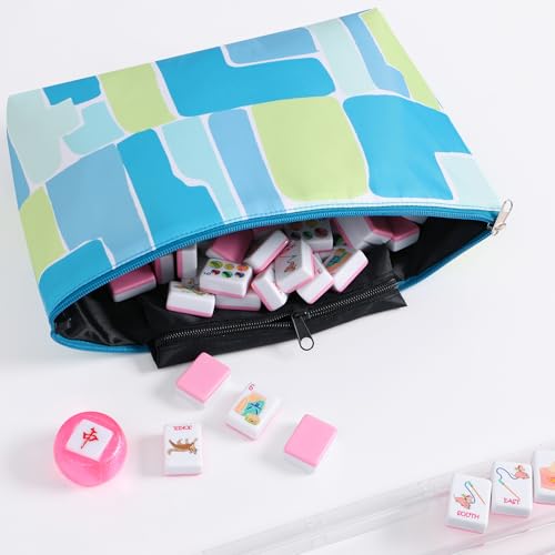 Juego de Mahjong Americano con 160 fichas grabadas rosa miniatura 5