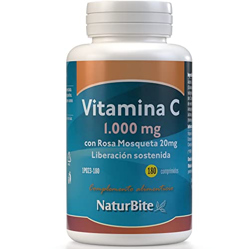 NaturBite Vitamina C 1000 mg Rosa Mosqueta 20 mg - 180 Tabletas