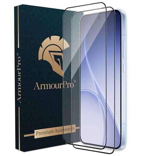 Image of ArmourPro Tempered Glass for Oppo Reno 15-9H Anti Scratch Screen Protector, Edge to Edge Coverage, HD Clarity, Smooth Touch, Case Friendly | Black, Pack of 2
