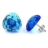 Ohrstecker, Dreieck gehämmert, blau