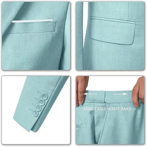 Men's 3-Piece Slim Fit Suit 2-Button Solid Blazer + Vest + Pants for Wedding & Business Set2