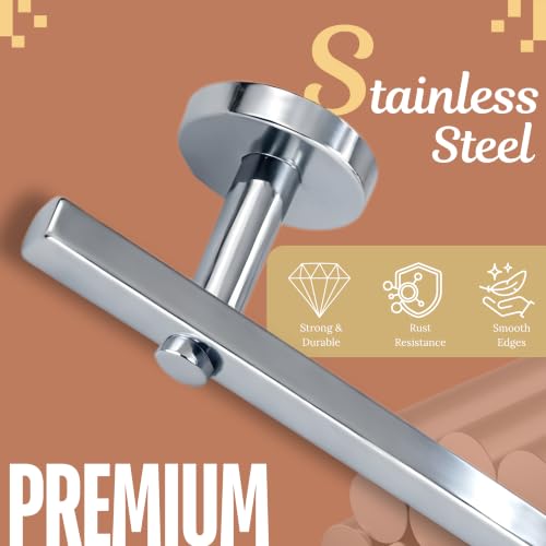 Image of GLOXY Premium Elite 24 Inch Towel Rod for Bathroom Combo Pack of 2 - Wall Mount Chrome Finish Stainless Steel Rust Proof Bathroom Rod for Clothes - Bathroom Fittings Accessory Bath Towel Holder