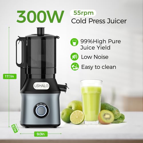 Juicer-Machines-USHALO-Cold-Press-Juicer-with-55-Large-Feed-Chute-Fit-Whole-Fruits-and-Vegetables-300W-Slow-Masticating-Juicer-with-High-Juice-Yield-Easy-to-Clean-BPA-Free