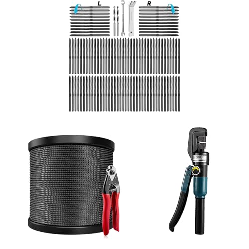 Steel DN Mate 20 Pack Black T316 Stainless Steel Left&Right Handed Thread Swage Lag Screws, 100ft Black Wire Rope, Crimper