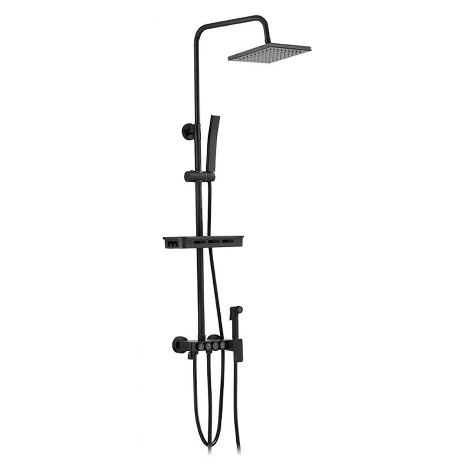 Pommeau de douche à effet pluie haute pression en laiton noir avec support réglable