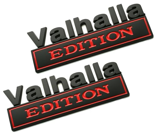 Image of 2pcs 7 inch Vikings Valhalla Edition Auto Emblems Truck Badge 3D Car Bumper Sticker Valhalla Edition Badges Decals Replacement Universal SUV Side Rear Trunk Door Viking Seasons (2, Red Black)