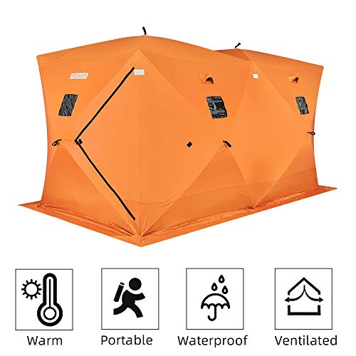 PEXMOR Ice Fishing Shelter, Pop-up Hub-Style for 8 Person, w/Portable Carrying Bag, Detachable