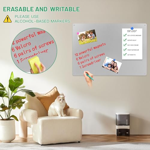 DBREAKS Magnetic Board 42 x 30 cm, Metal Magnetic Board as Memo Board, Magnetic Board with 12 Magnet - Image 2