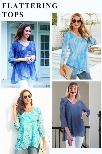 Sese Code Dressy Tops For Women, Womens Tunic Tops Summer 2023 3/4 Sleeve Ruffle Hem Evening Blouses Elegant Flowy Ladies A Line Semi- Formal Shirts Green 2Xl #TOP2