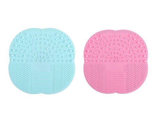 TIAMALL Makeup Brush Cleaner Brush Cleaning Mat Silicone Cleaning Pad Cosmetic Brush Mini Washing Scrubber with Suction Cup