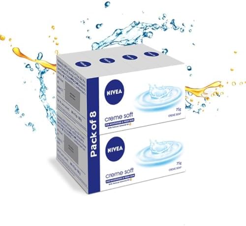 NIVEA Soap, Creme Soft, For Hands And Body,75 g (Pack of 8)