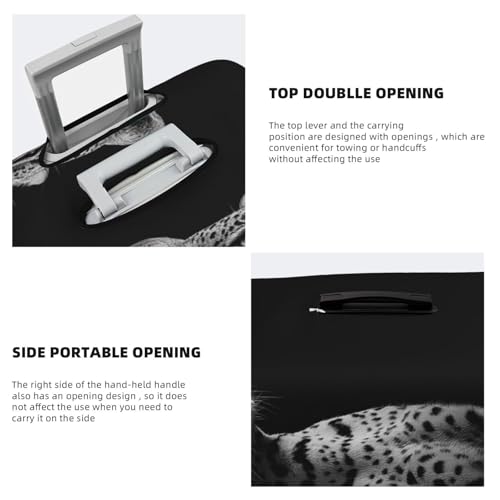 Black And White Elegant Leopard Elastic Travel Luggage Covers Dustproof Scratch-Resistant Suitcase Protector Fit 22-24 Inch3